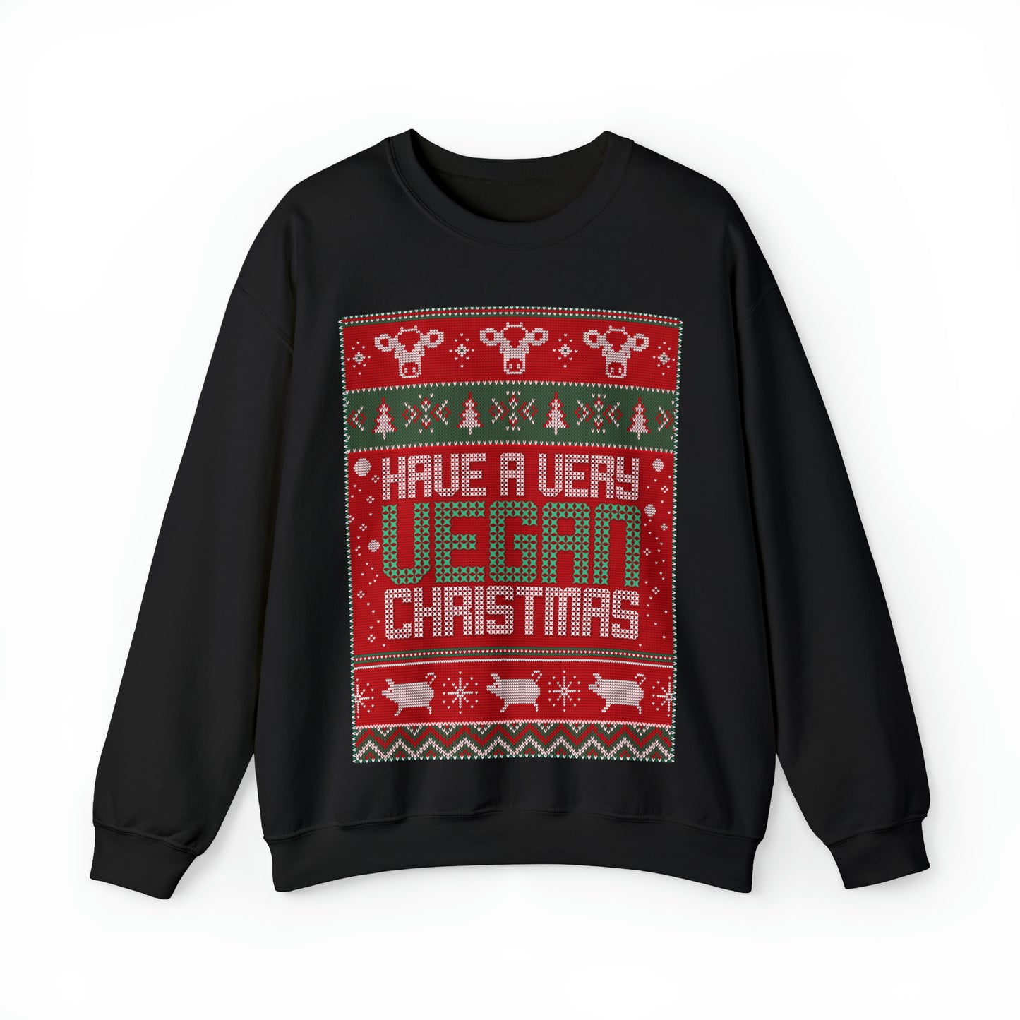 Vegan Ugly Christmas Sweater  Unisex 100% Cotton Crewneck Sweatshirt