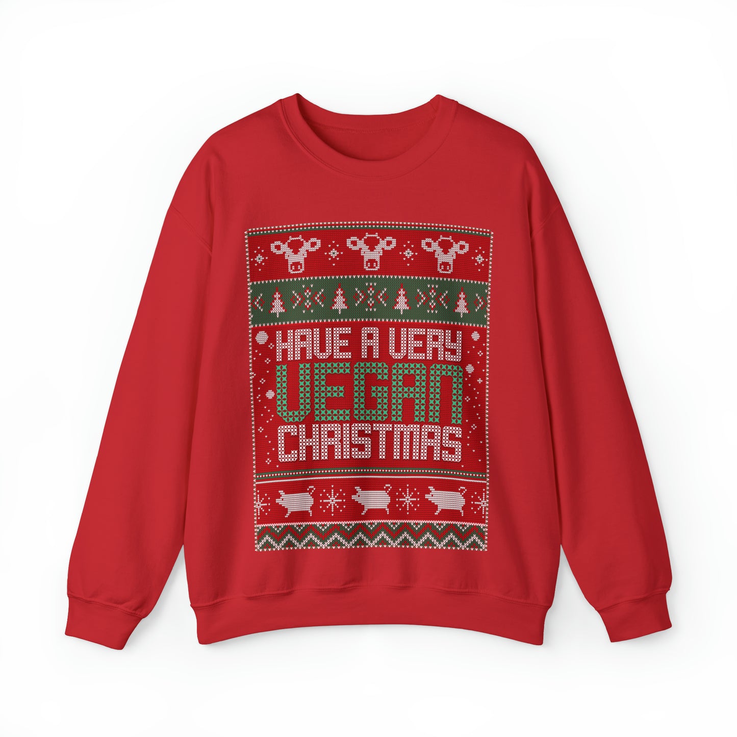 Vegan Ugly Christmas Sweater  Unisex 100% Cotton Crewneck Sweatshirt