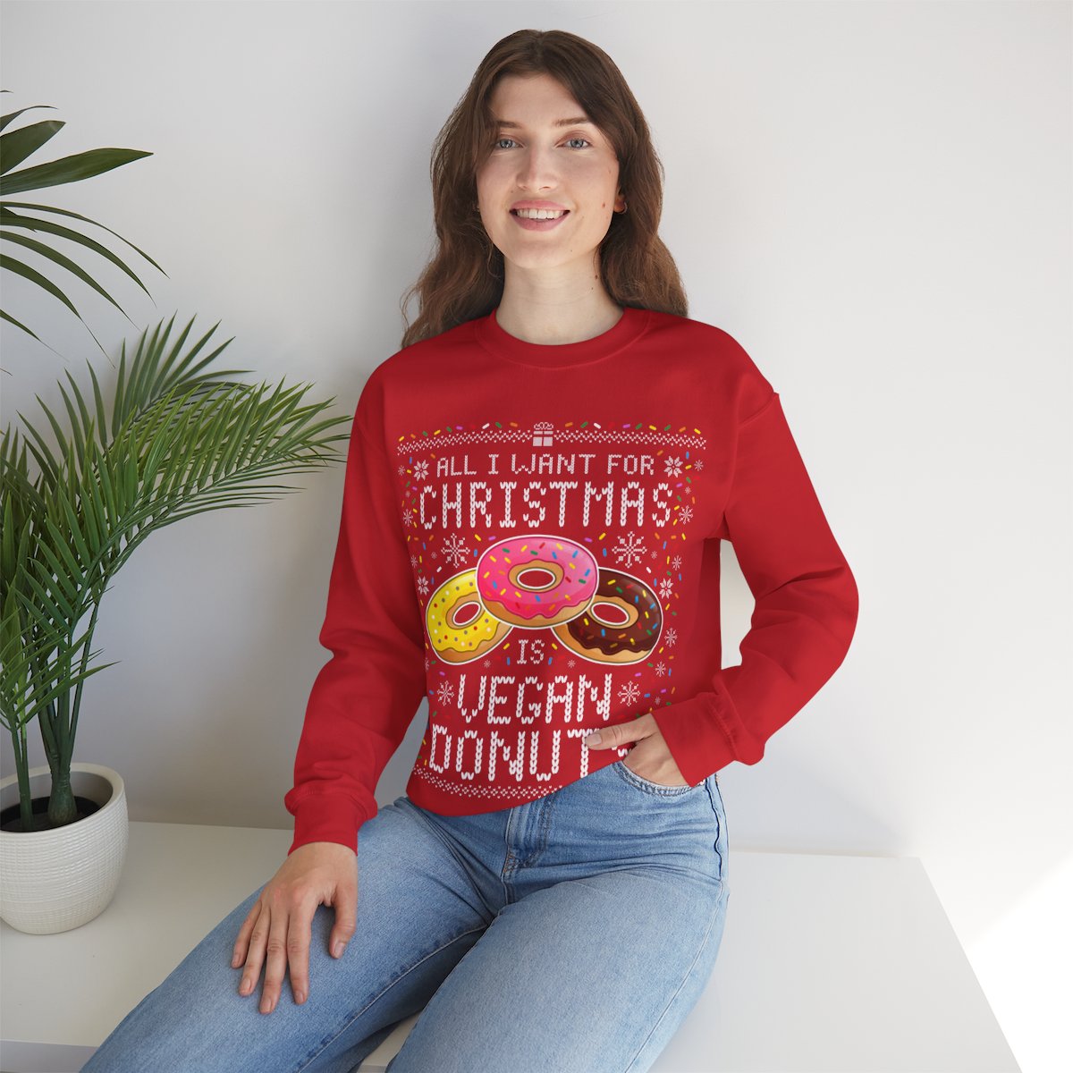 Vegan Donuts Ugly Christmas Sweater Sweatshirt