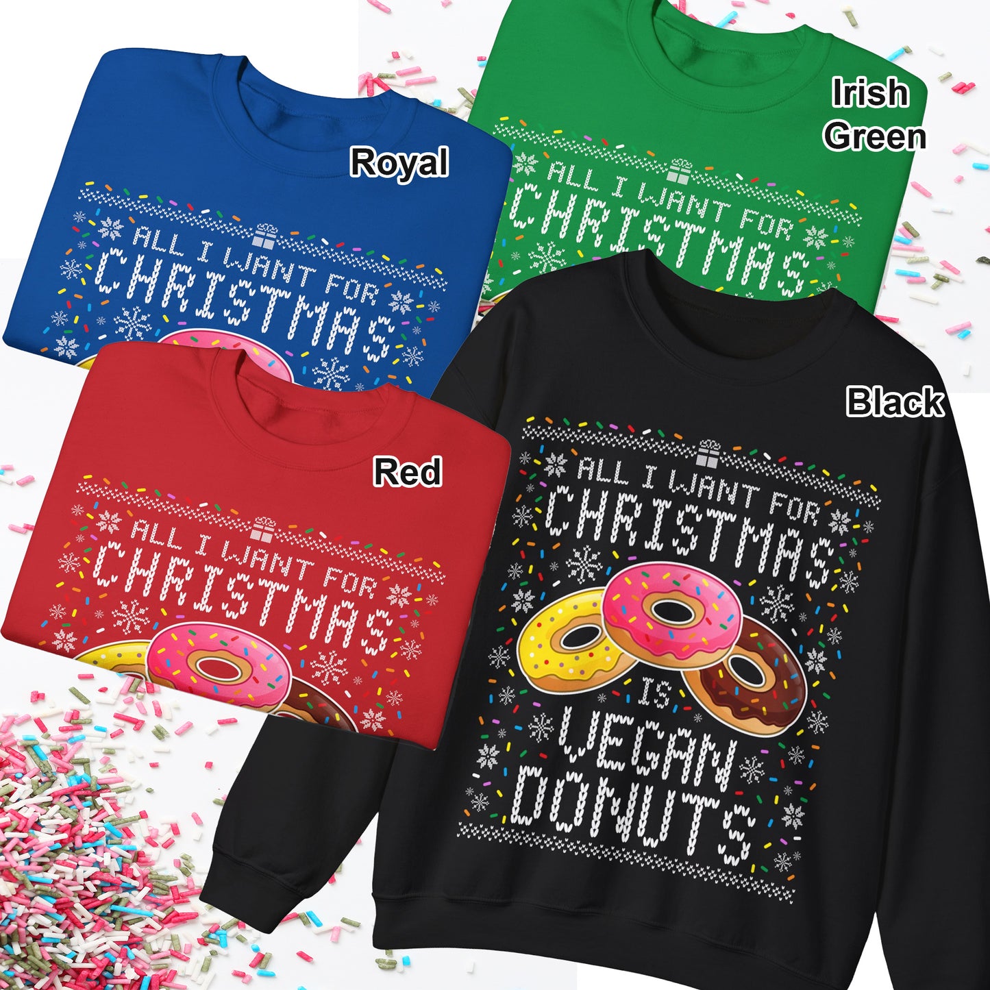 Vegan Donuts Ugly Christmas Sweater Sweatshirt