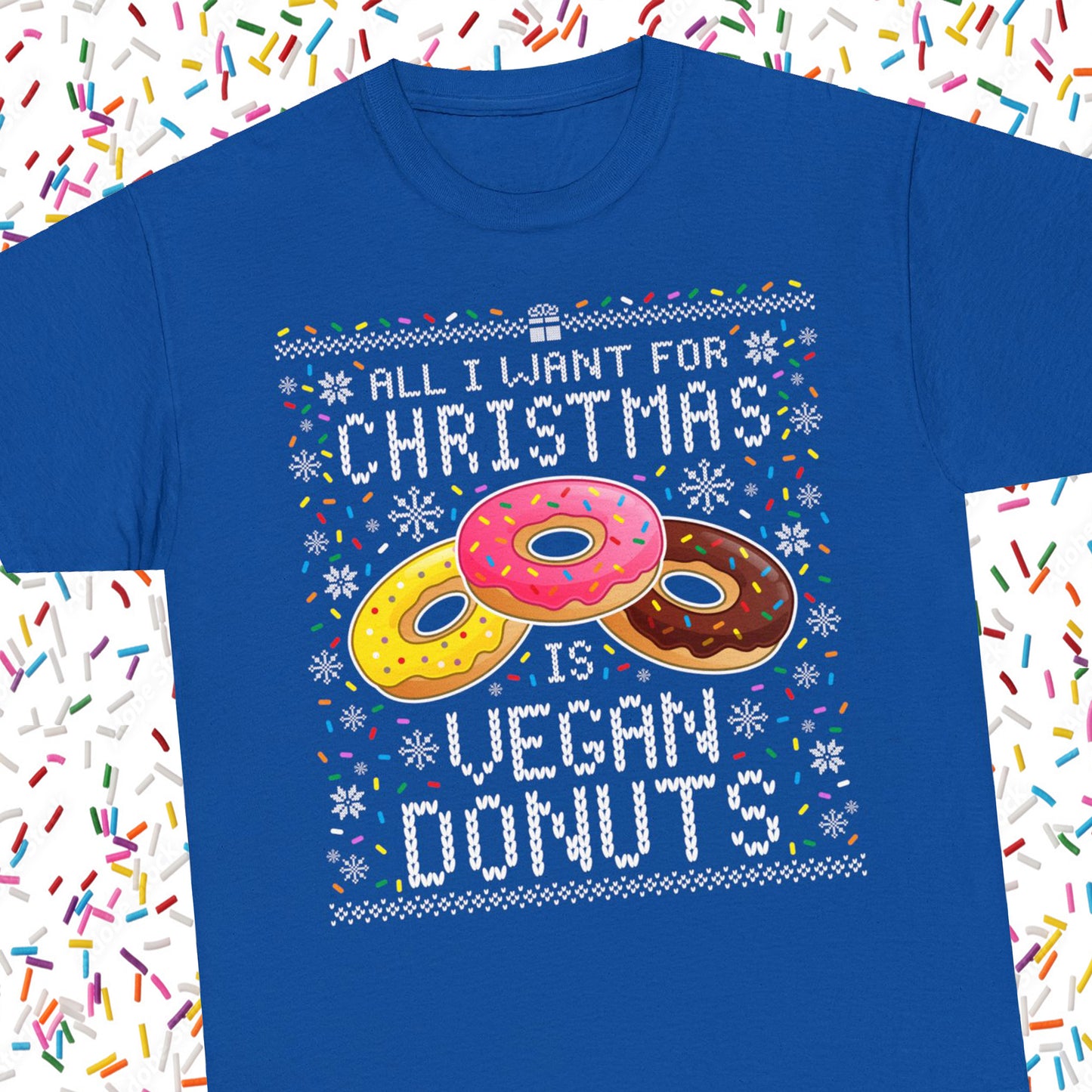 Vegan Donuts Ugly Christmas Sweater Tee Unisex